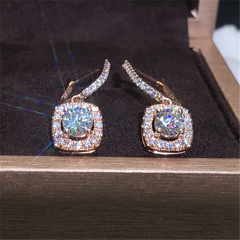 Женские серьги-кольца из 18-каратного розового золота с круглой подушкой |