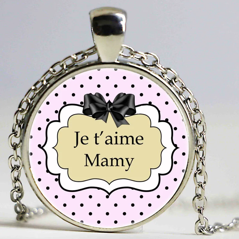 Ожерелье с подвеской mamie et fiere de letre модное серебряное ожерелье из стекла и металла