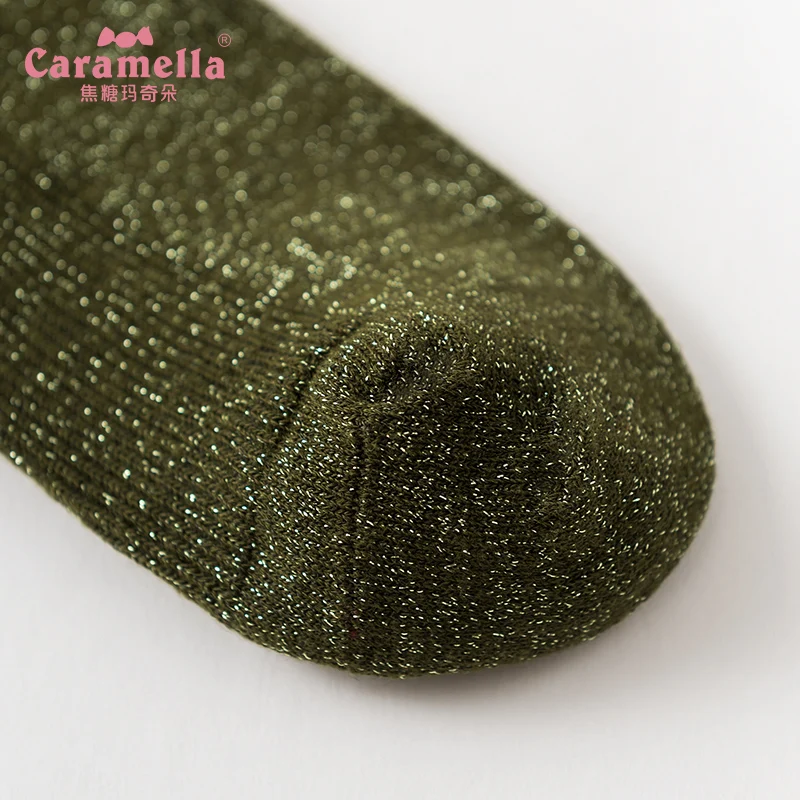 Женские блестящие носки Caramella модные серебристые и золотые яркие женские осенние