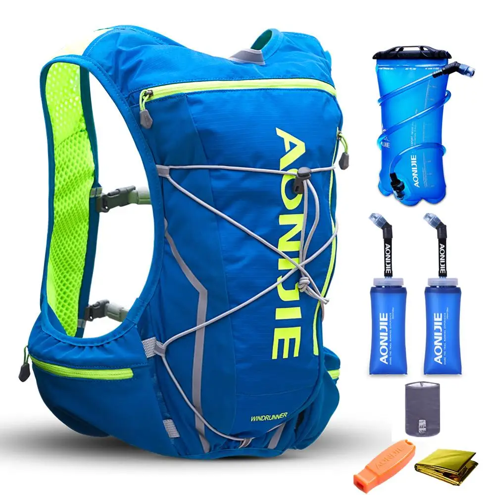 Kopen AONIJIE 10L Mannen Vrouwen Trail Running Hydratatie Rugzak Wandelen Racing Fietsen Camping Marathon 2L Waterzak 2 350 ML Zachte Kolf