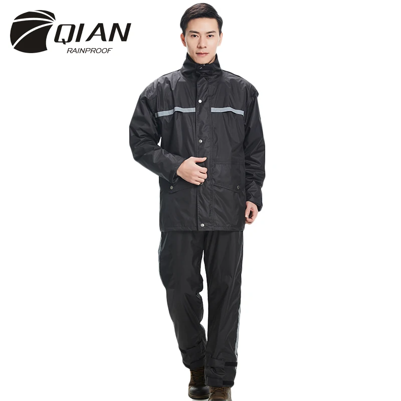 Непромокаемый Новый непромокаемый дождевик QIAN комплект из куртки и брюк для