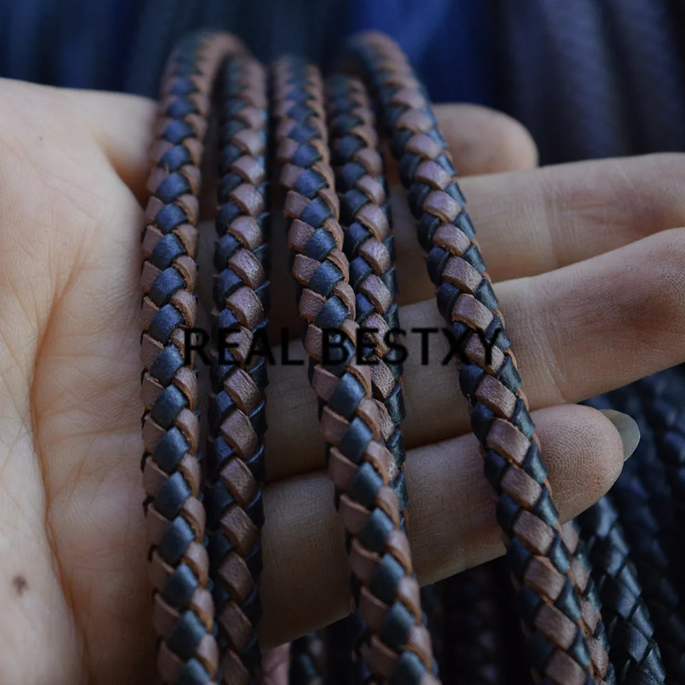 Натуральный BESTXY 5 м/лот 6 мм черный + коричневый круглый плетеный шнур из