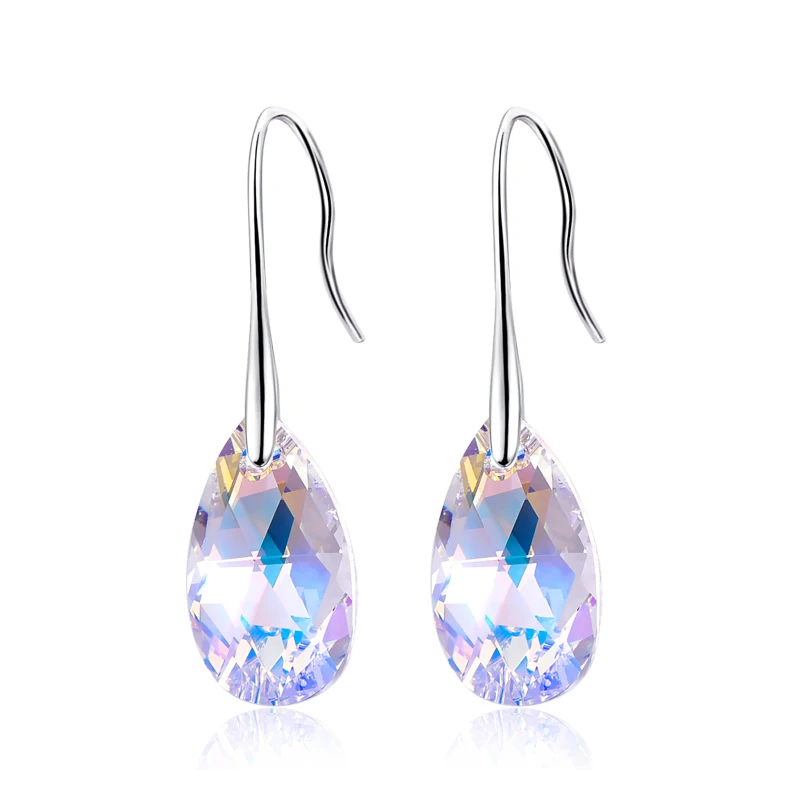 MALANDA, серьги в форме капли воды для женщин, Модный Кристалл от SWAROVSKI, серебряный цвет, подвеска, висячие серьги, ювелирное изделие, подарок - Окраска металла: Crystal AB