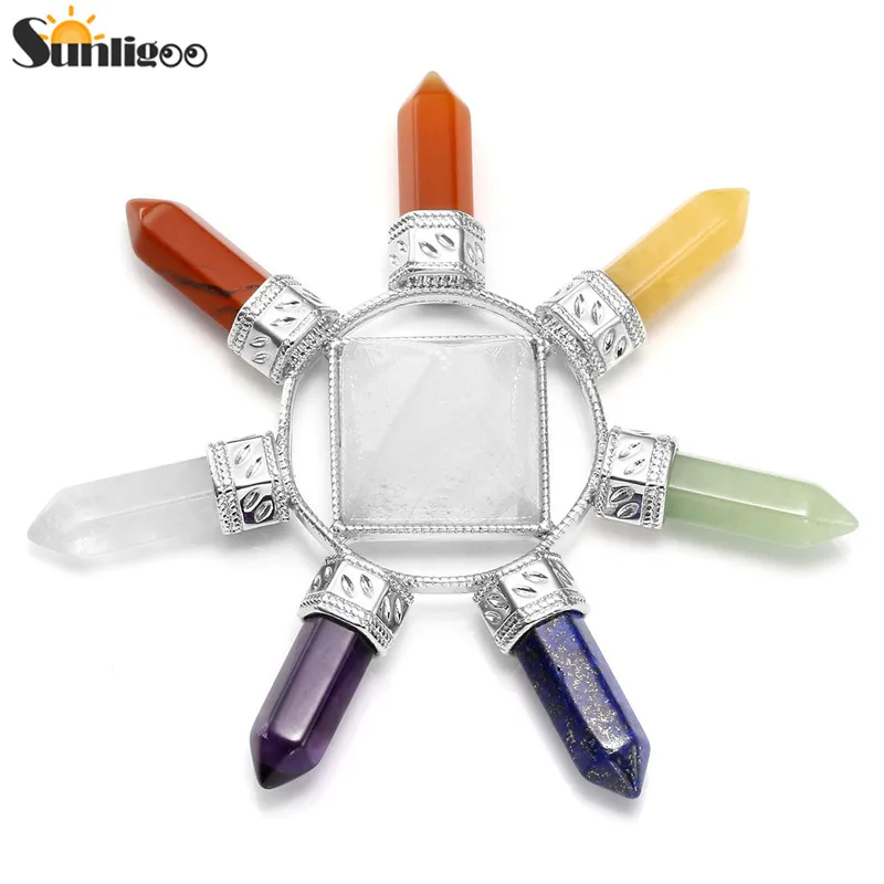 Комплект кристаллов чакр Sunligoo Reiki 7 пирамида Кристальный генератор энергии