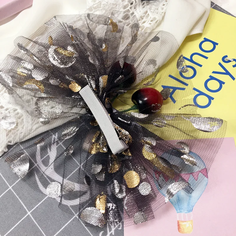 

Korea Lace Big Bow Cherry Cartoon Dolls Hair Accessories for Girls Lovely Hair Clip Flower Crown Hairpin Barrettes Hairgrips