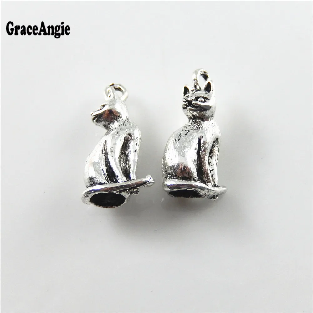 Graceangie 15 шт. Малый металла милый кот Талисманы ювелирных изделий Подвески
