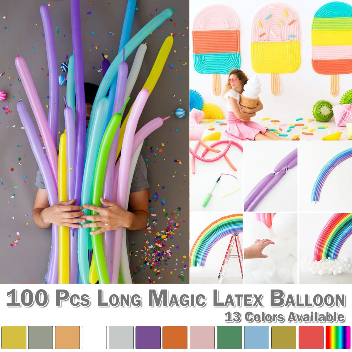Юбилей 100 шт скручивающий латексный шар смешанные цвета Длинные Волшебные DIY