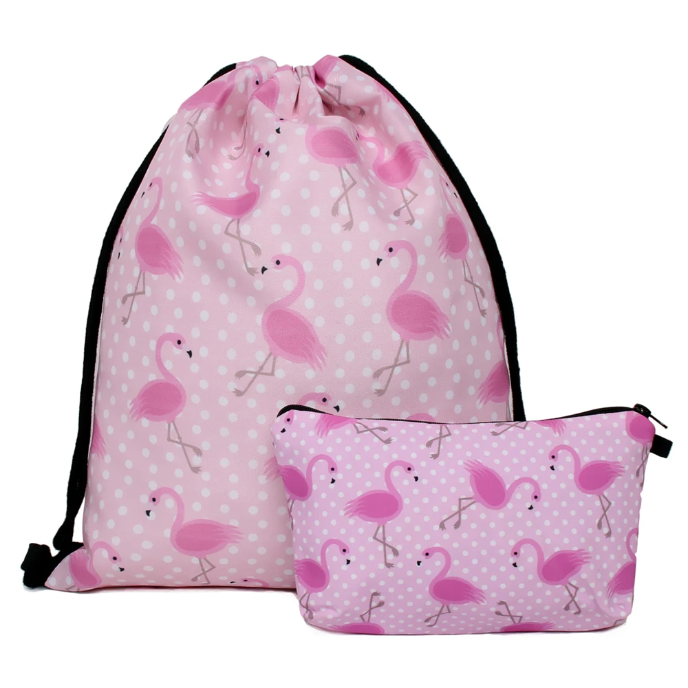 Женский рюкзак Deanfun розовый с 3D принтом в виде фламинго 3 шт./компл.|backpack 3d|pink