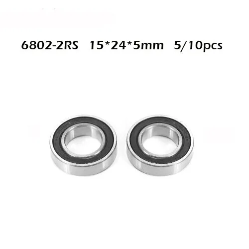 5/10 шт. 6802 2RS подшипник 15*24*5 мм ABEC 1 Метрическая тонкий срез 61802RS RS шариковые