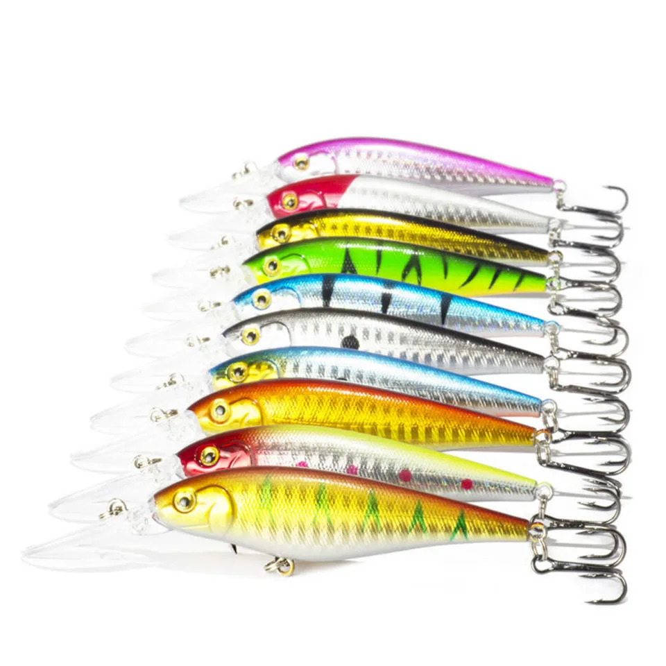 

GoByGo 10Pcs/Lot 3D Lifelike Eyes Fishing Minnow Lures 10 Colors 11cm 10.5g High Quality Artficial Plastic Wobbler Hard Bait