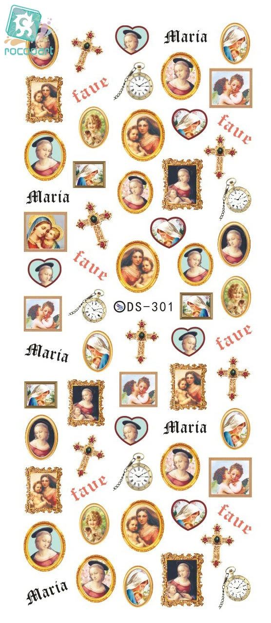 

Rocooart DS301 Nail Water Transfer Nails Art Sticker Image Mirror Frame Elements Nail Wraps Sticker Tips Manicura nail Decal