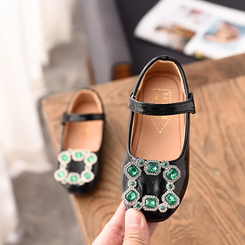 2019 Spring Summer girls shoes kids fashion children vintage baby flat faux crystal buckle PU 3 to 12 yrs | Детская одежда и обувь