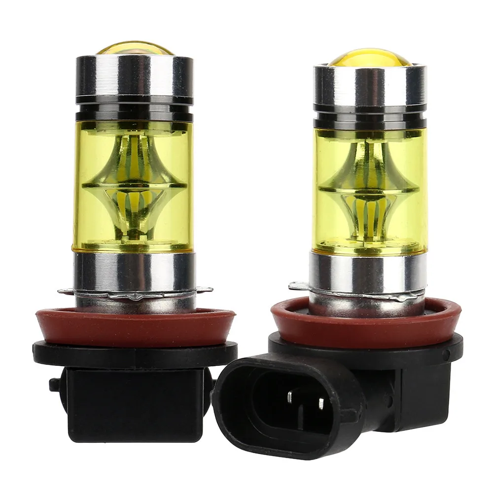 2X H11 H8 100W LED 4300K YELLOW 2323 Projector Fog Driving Light Bulbs For toyota corolla 2008 corolla avensis t25 auris CB