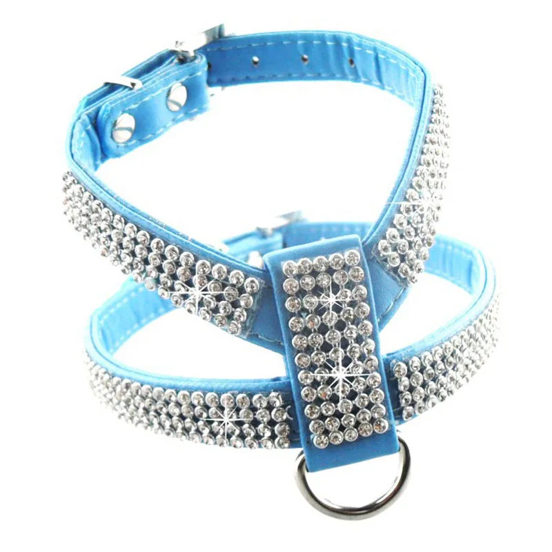 Блестящие стразы шлейка для питомцев из искусственной кожи без поводка щенка