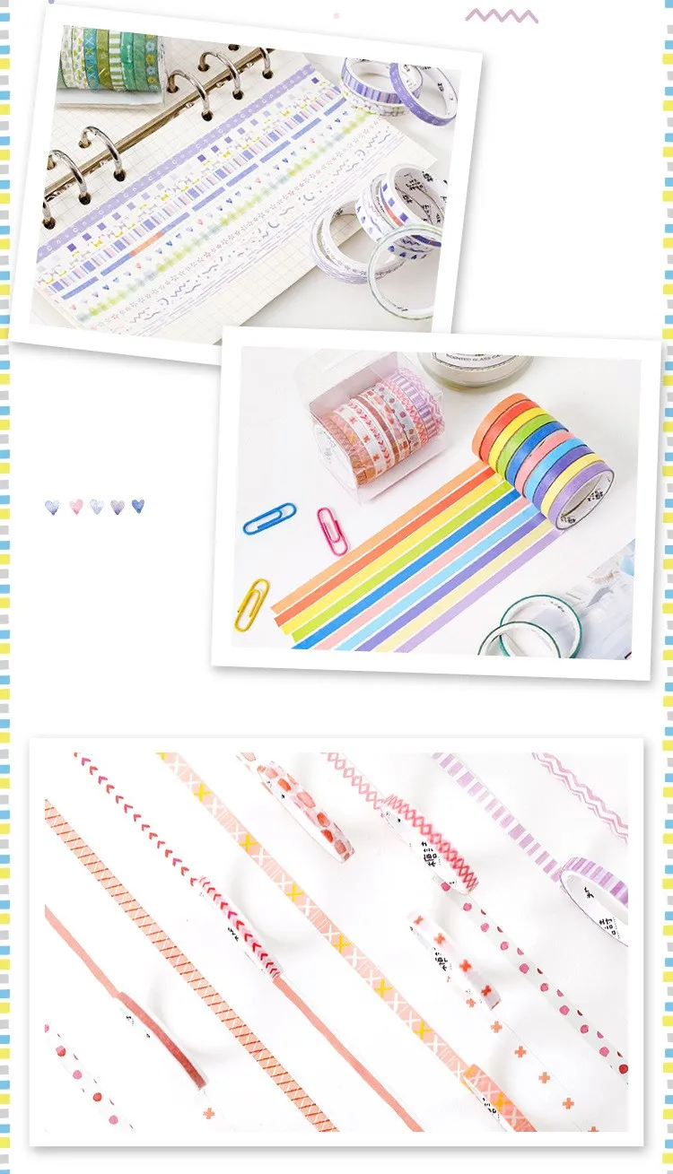 10 шт./кор. милый черный лента Washi Бумага DIY планировщик изоляционная лента клейкая наклейки с лентами Декоративные Канцелярские Ленты