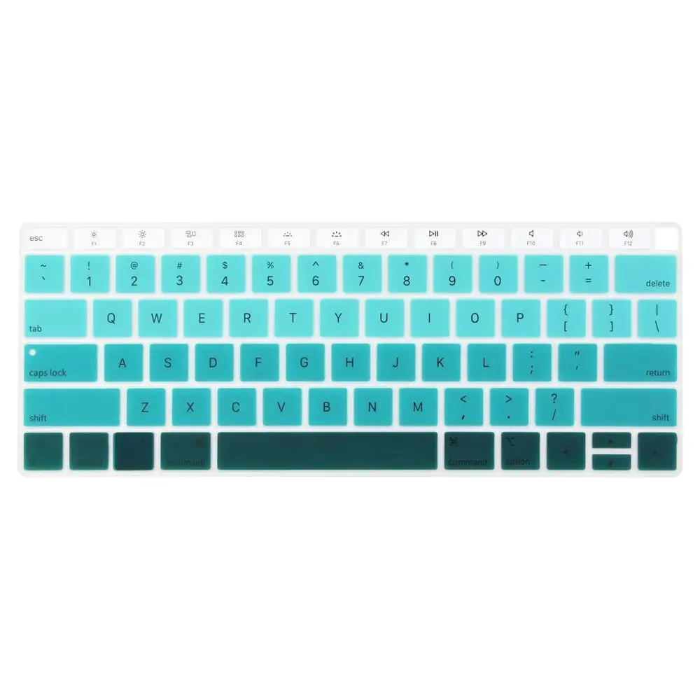 Gradient green Американская версия, английская силиконовая клавиатура, чехол для MacBook Air 13 A1932 с сенсорным ID градиентом, цветная пленка для клавиатуры - Цвет: Gradient green