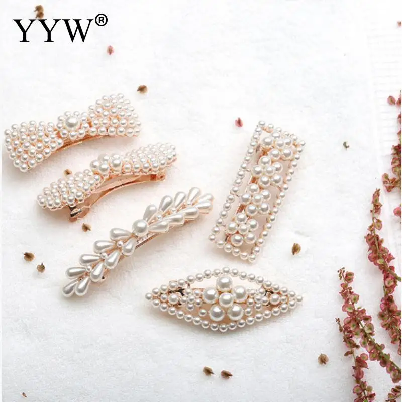 Multiple Kinds Women European Style Imitation Pearl Shell Hair Snap Clips Female Exquisite Modern Jewelry Accessories Mujer | Украшения и