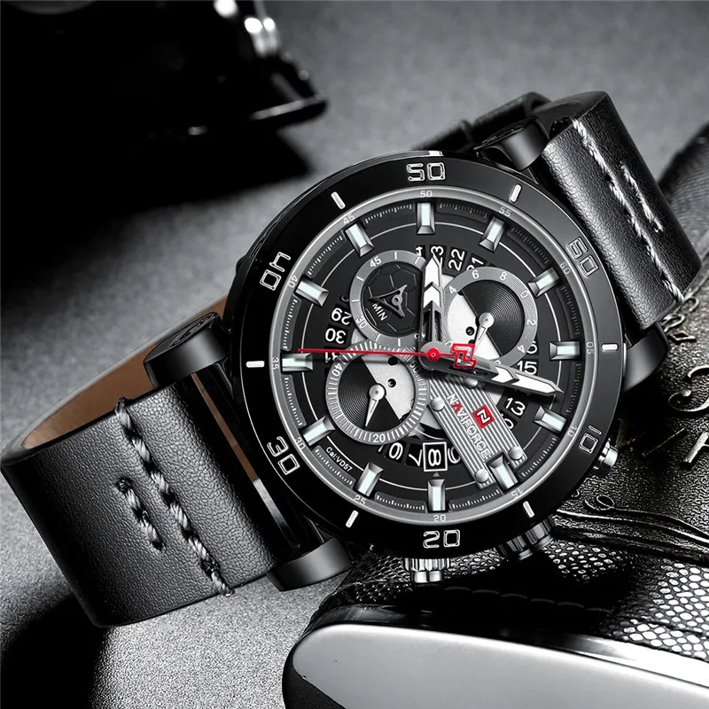 Relogio Masculino NAVIFORCE мужские часы лучший бренд класса люкс Хронограф военные спортивные наручные часы синие кожаные кварцевые мужские часы 9131