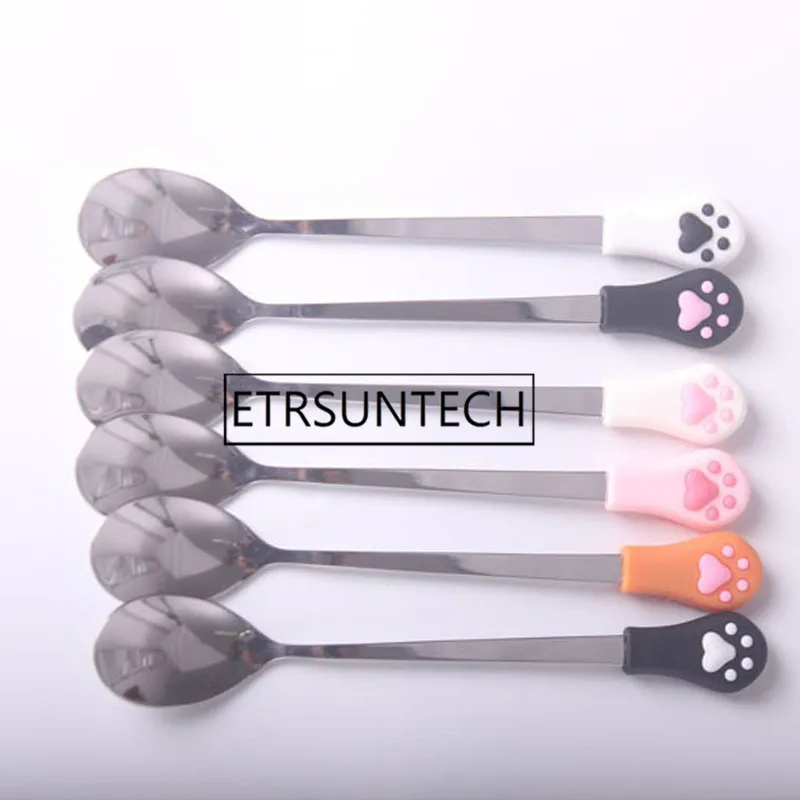 

200pcs Cute Cat Claw Coffee Spoons Stainless Steel Dessert Spoon Candy Tea Spoon Tableware Kitchen Supplies 15cm