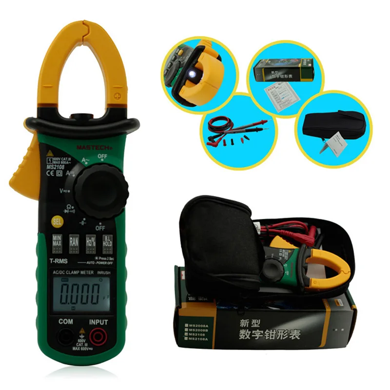 MASTECH MS2108 True RMS AC DC Digital Clamp Meter Multimeter Capacitance Frequency Inrush Current Tester | Инструменты