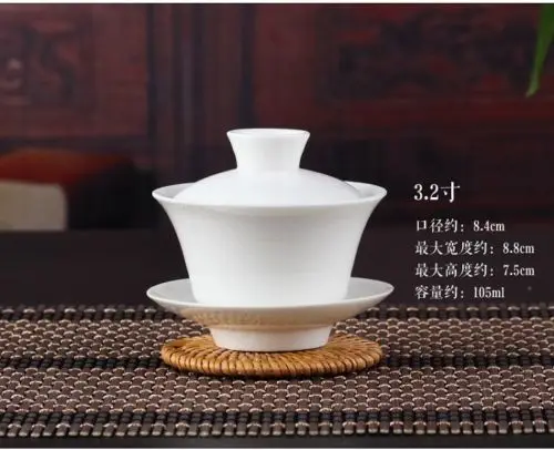 Китайский чайный сервиз Gaiwan, кунг-фу, белый керамический гайвань, белая чайная посуда, сансай, чайная чашка