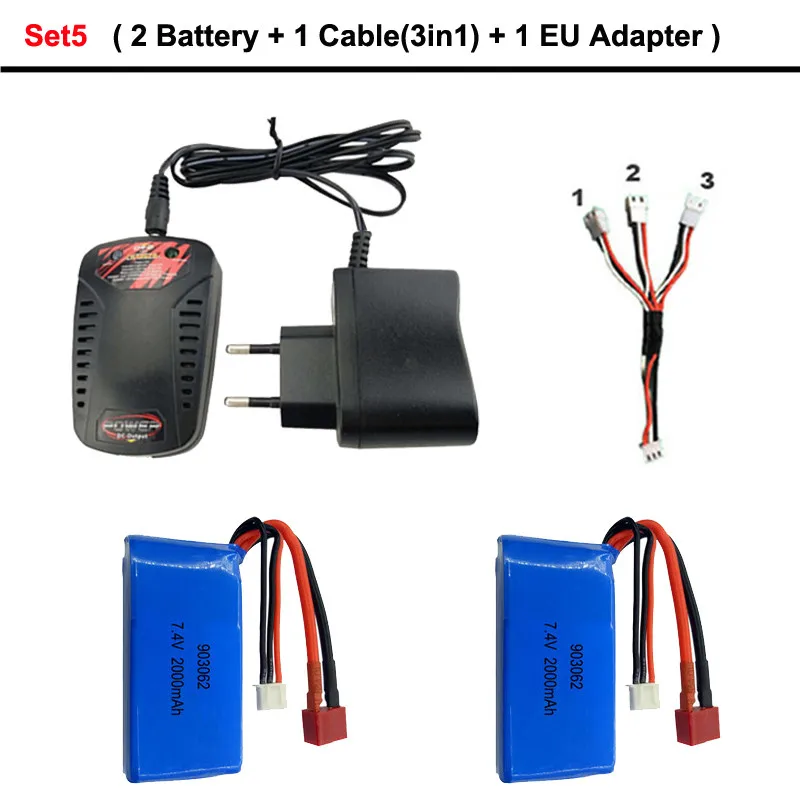 Высокое качество 7,4 в 2000 мАч 2S Lipo Батарея для WLtoys A959-B A969-B A979-B K929B RC пустыня Грузовик Авто Запчасти для запасных Запчасти зарядное устройство - Цвет: Set5