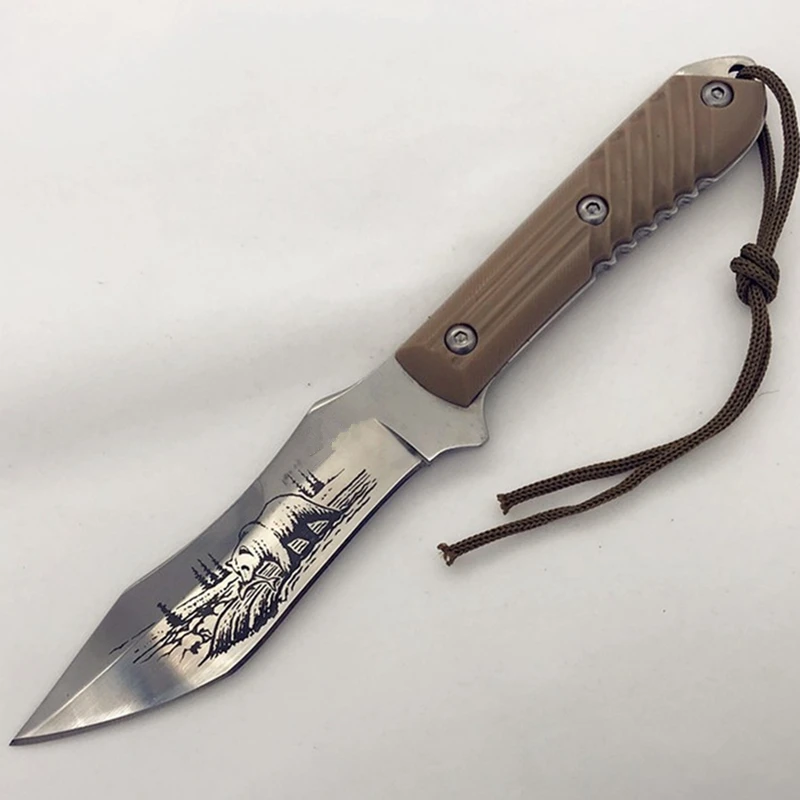9 &quot440C Нержавеющая сталь Фиксированным Лезвием Охотничьи ножи G10 ручка Открытый