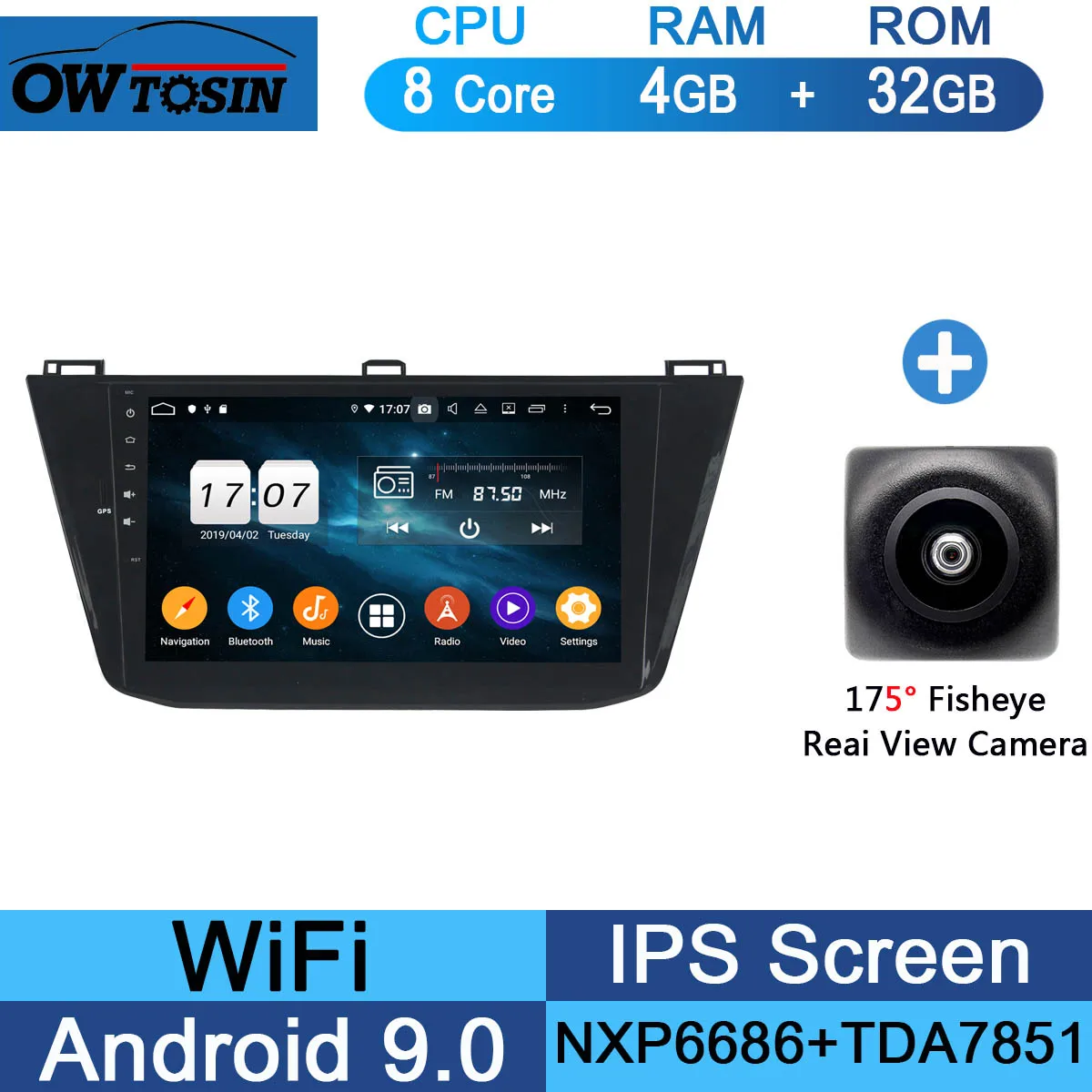 32G Fisheye Camera 10," ips 8 ядерный 4G+ 64G Android 9,0 автомобильный dvd-плеер для Фольксваген Tiguan L gps навигация радио попугай BT DSP - Цвет: 32G Fisheye Camera