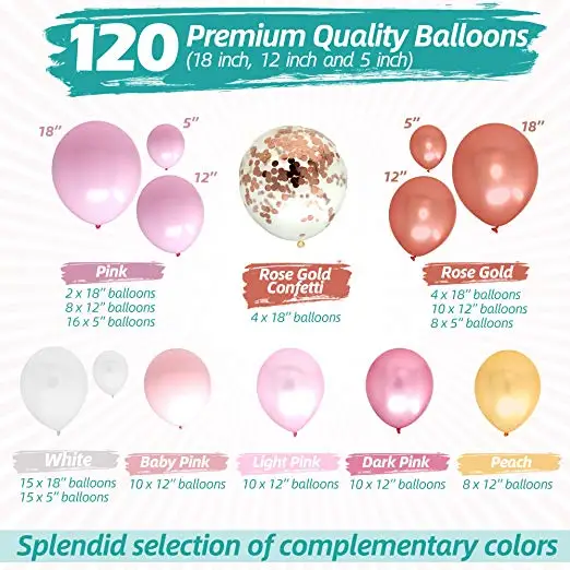 

Bloonsy Balloon Garland Kit Pink Balloons Arch Kit 120 pcs Shower Party Decorations...