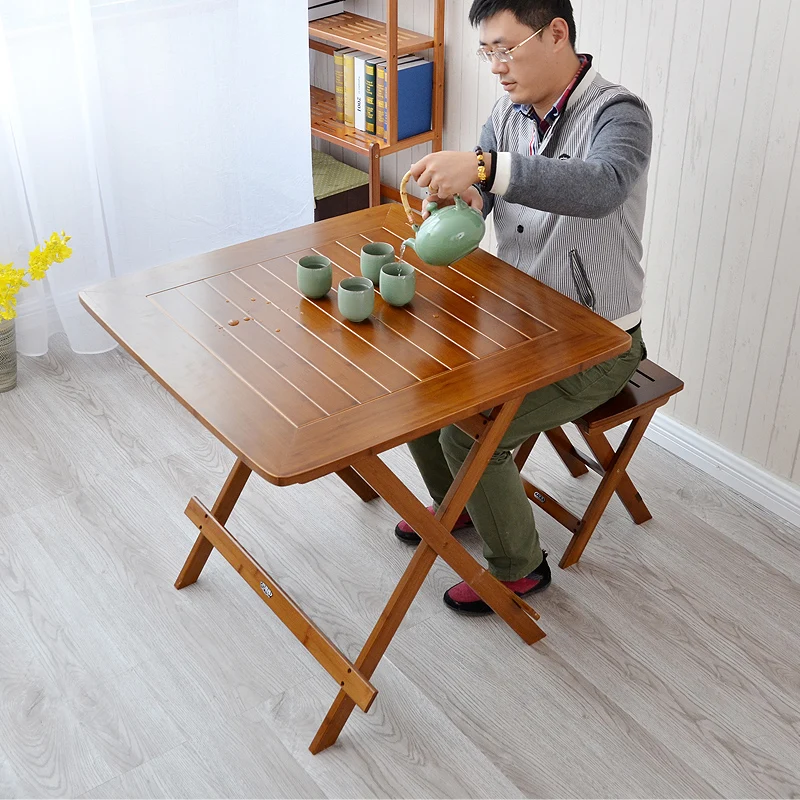 Складной столик для отдыха портативный складной еды бамбуковый простой стол