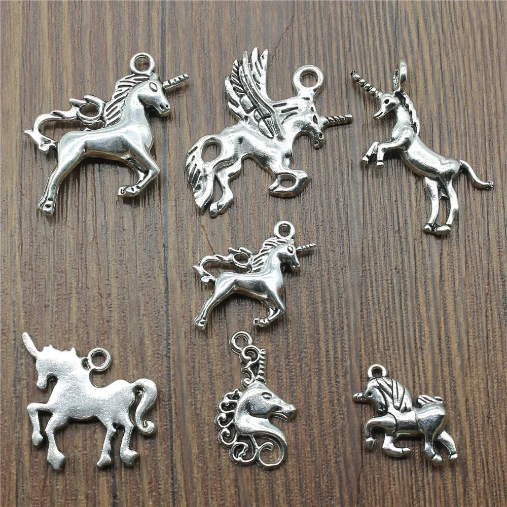 8 шт шарма Lucky Horse античный серебряный цвет Шарм Подвески для браслетов Charm|Шармы| |