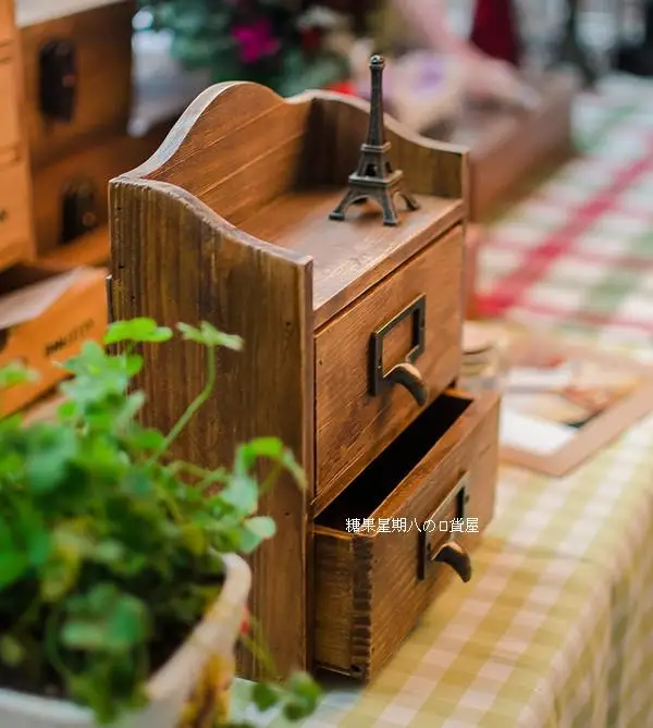XXXG/Zakka Настольный ящик шкафа для хранения Деревянный шкафчик два