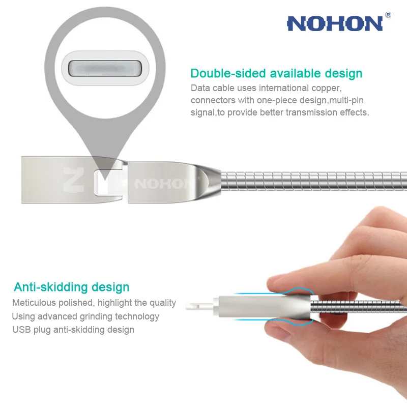 NOHON 8-контактный USB кабель для iOS 7 8 9 10 Appe iphone 7 6 6S Plus 5 5S SE iPad iPod, быстрое зарядное устройство, usb-кабель для синхронизации данных