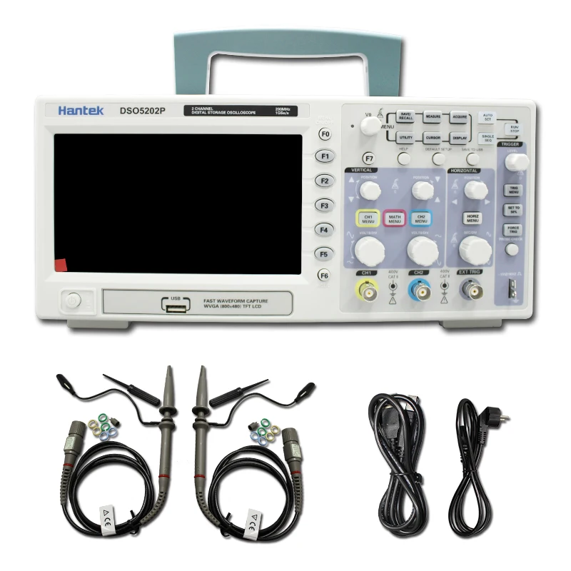 Hantek DSO5202P цифровой осциллограф 200 МГц полоса пропускания 2 канала ПК USB ЖК