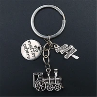 1pc silver plated train no matter where charm lead to lifes goals sign alloy pendant diy handmade jewelry metal keychain a1539