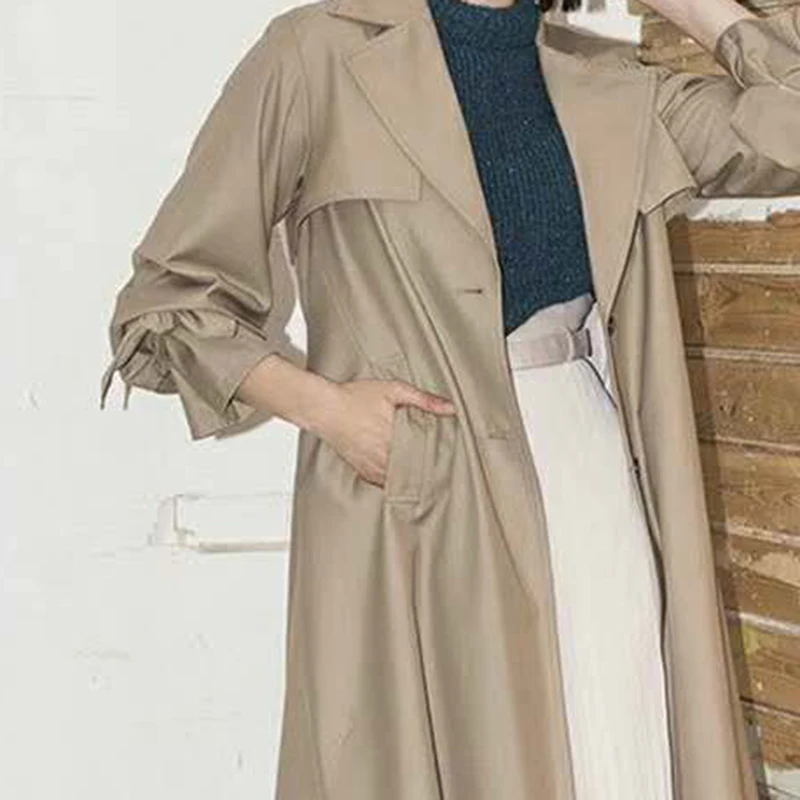 TWOTWINSTYLE Женская Тренч Oversize Flare Половина рукава однобортный лоскутное