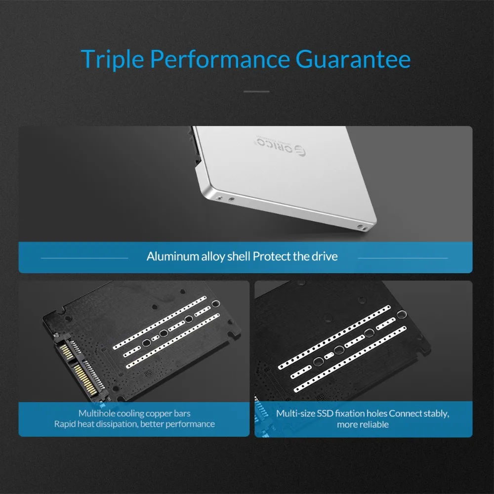 

ORICO Aluminum 2.5 Inch M.2 NGFF to SATA Adaptor Convertor High Speed 6 Gbps Support 2TB 2230 2242 2260 2280 M.2 SSD M.2 B-Key