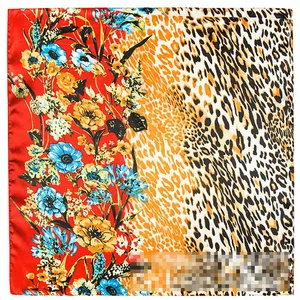 Новое поступление, женский Шелковый квадратный шарф 60*60 см европейского бренда, модные шарфы с леопардовым цветком, высококачественный хиджаб