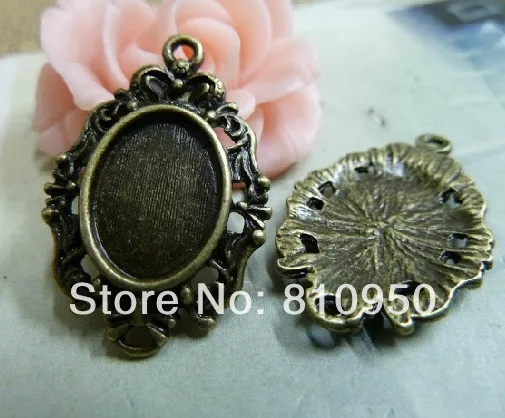 

Free Shipping Inner 10*14MM 60pcs Antique bronze Blank Tray Pendant base settings DIY Jewelry Accessory