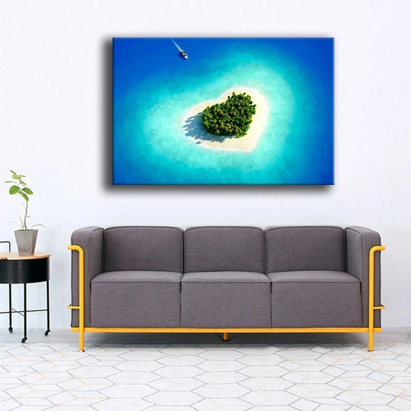 Картина на холсте Декор для дома 1 шт. синяя вода любовь Океанский остров сердце