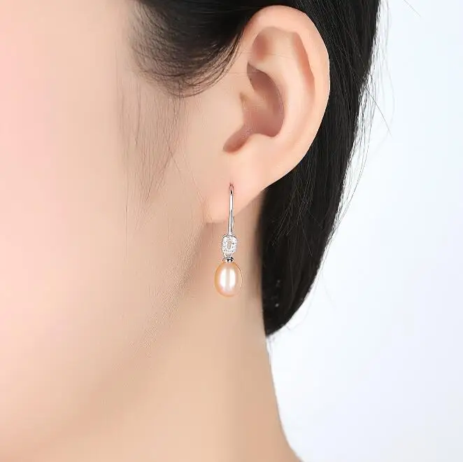 [MeiBaPJ] простые серьги с натуральным пресноводным жемчугом Настоящее серебро 925