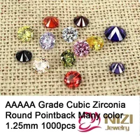 aaaaa grade pointback cubic zirconia stones supplies for jewelry accessories 1 25mm 1000pcs round beads 3d nail art decorations