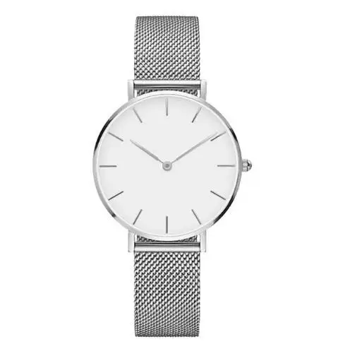 sliver white Модные женские кварцевые наручные часы с ремешком из нержавеющей стали, роскошные дизайнерские часы в простом стиле, женские часы bayan kol sa - Цвет: sliver white