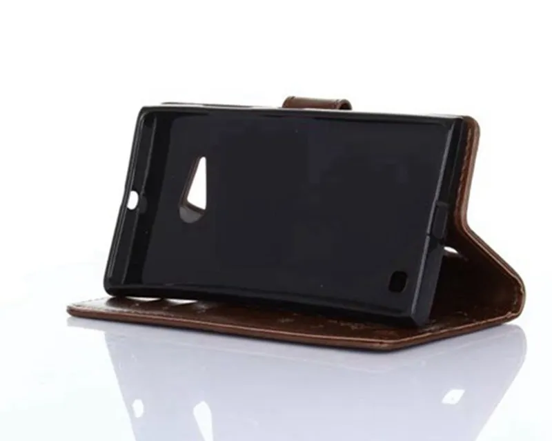 2016 Светло-Коричневый Тиснение Карты Слот Бумажник PU Кожа Стенд Flip Case для Nokia lumia 730