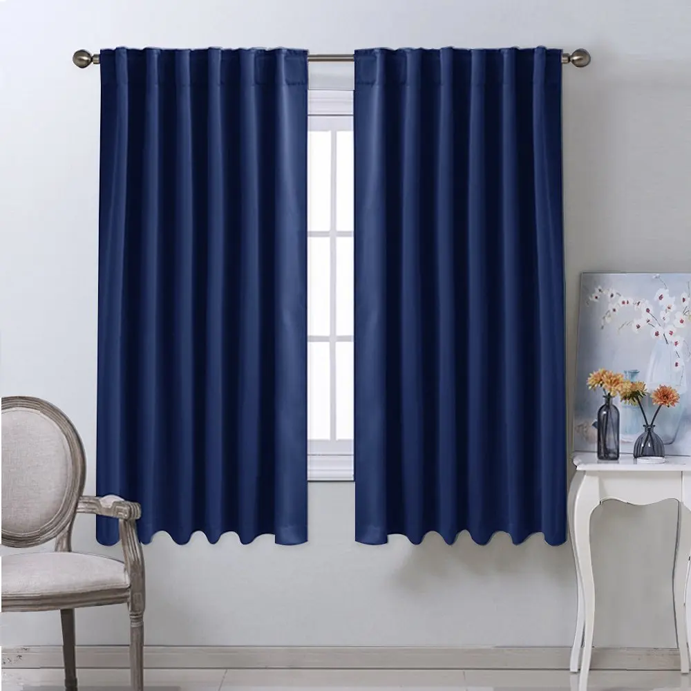 Navy Blue Однотонная затемненная занавеска NICETOWN, термоизолированная штора с карманом на заднюю панель для гостиной, занавески для спальни, занавески на заказ - Цвет: Navy Blue