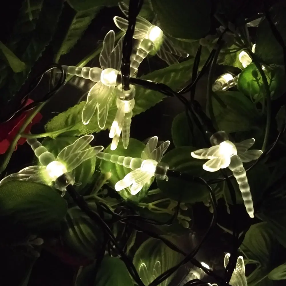 Горячая 4.8 М 20LED Стрекоза Энергосбережение Солнечная Фея Свет Шнура СИД Лампы Наружного Освещения Строки Партии Украшения Сада