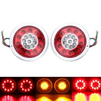 1 pair 19 leds car led rear tail lights stop brake light for truck trailer vehicles 12v 24v side lamp red yellow