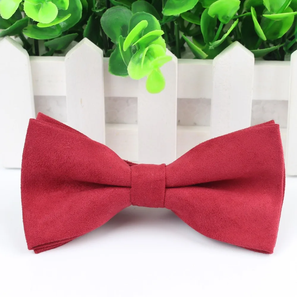 New Fashion Solid Micro Suede Bowties Groom Leather Mens Plaid Soft Cravat For Men Butterfly Gravata Male Wedding Bow Ties|leather gear shift