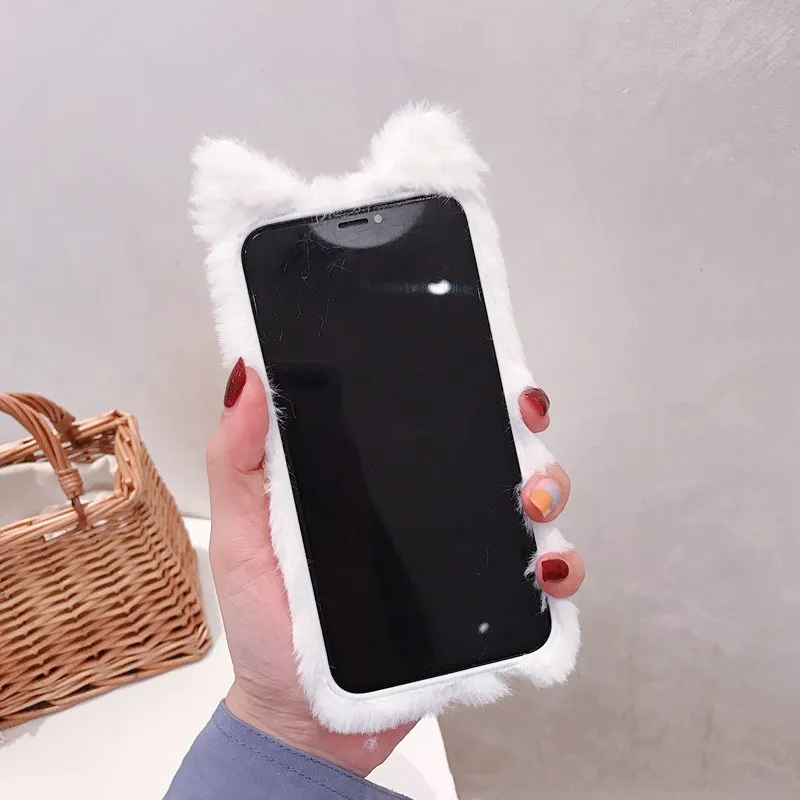 Забавный плюшевый чехол Gimfun с мультяшным котом для Iphone Xs Max XR милый пушистый белый