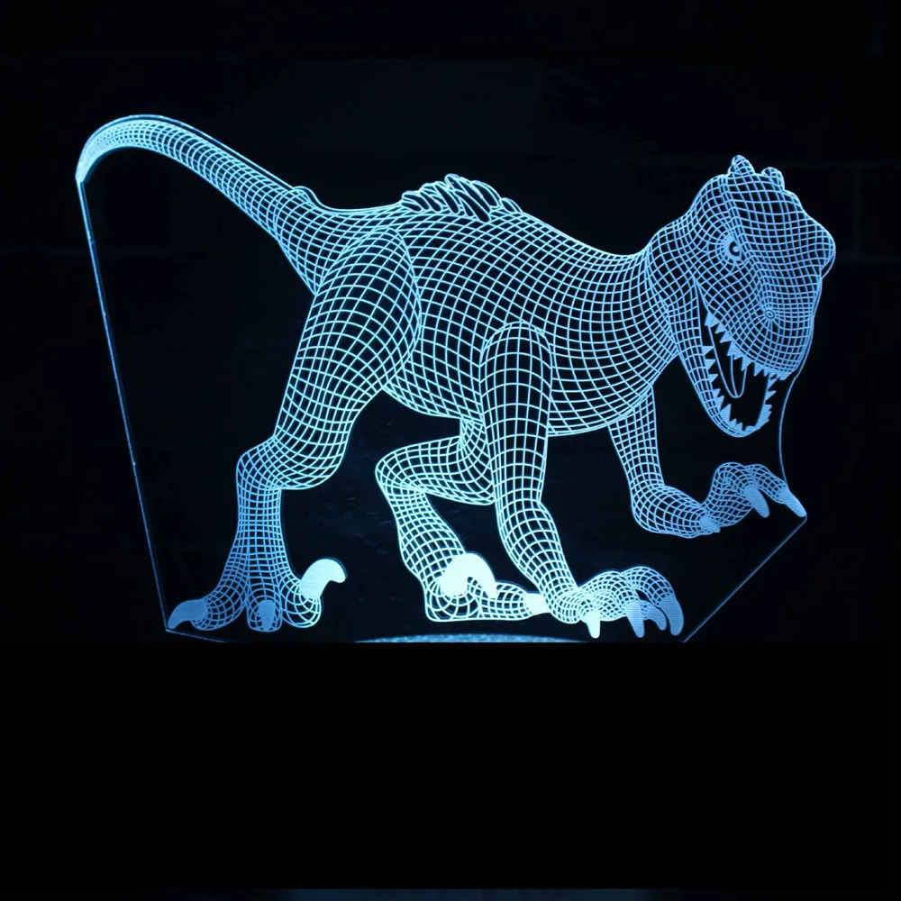 Светодиодный 3d светильник с иллюзией динозавра 7 цветов разные цвета ed USB сменные